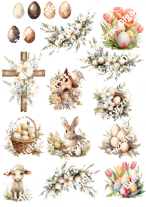 SATYNOWE grafiki arkusz WIELKANOC 001 A4 grafiki do wycinania 
