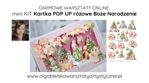 mini KIT kartka POP UP różowe Boże Narodzenie darmowe warsztaty