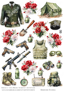 SATYNOWE grafiki arkusz A4 151 ZOŁNIERZ arkusz grafik do wycinania